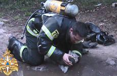 В Твери пожарный спас надышавшегося газом котика